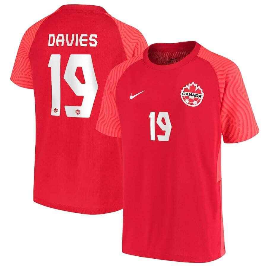 2022 Canada Home Red Soccer Jersey Davies 19