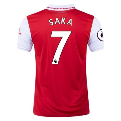 Saka #7 Arsenal New Home Red Soccer Jersey 22-23