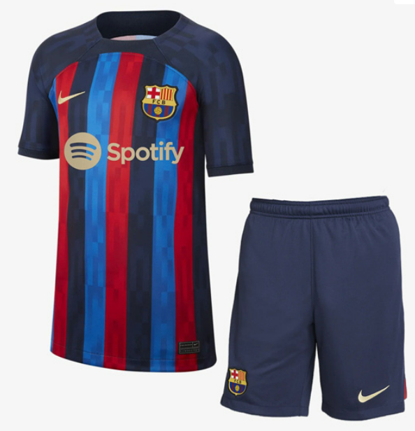 Barcelona Home Youth Kids kit 22-23 Jersey and Shorts