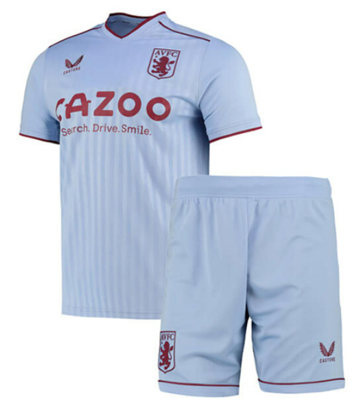 Aston Villa Away Youth Kids kit 22-23 Jersey and Shorts
