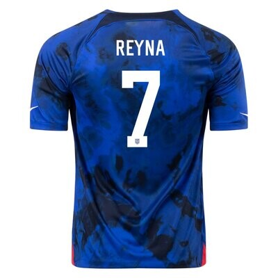USA 2022 Away World Cup Blue Soccer Jersey Reyna #7
