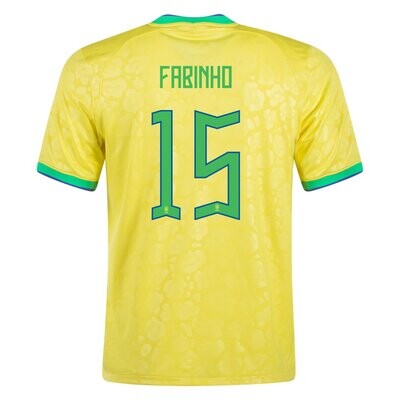 Brazil 2022 World Cup Home Soccer Jersey Fabinho #15
