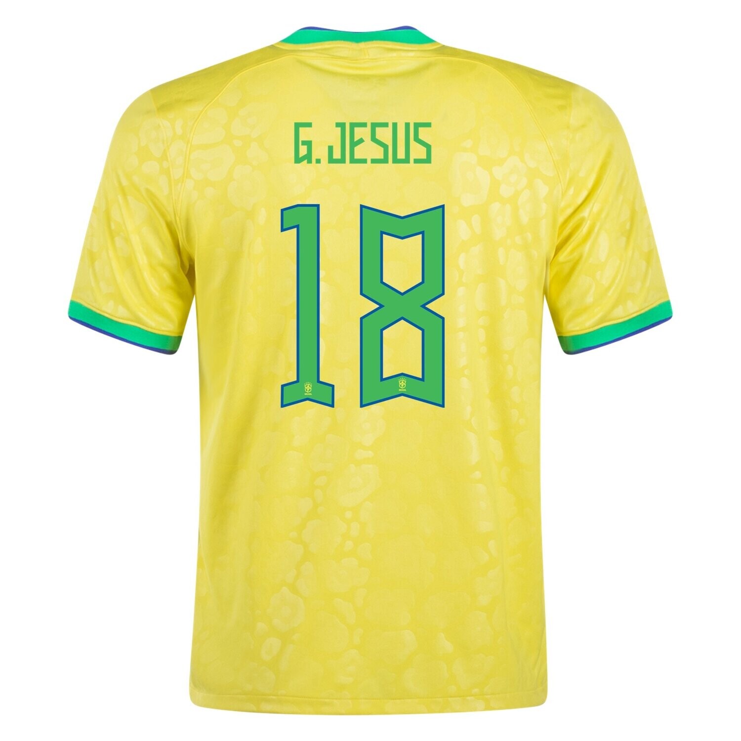 Brazil 2022 World Cup Home Soccer Jersey G. Jesus #18