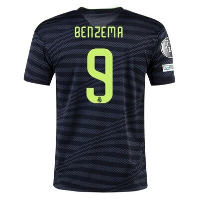 Real Madrid 22-23 Third Black UCL Jersey Benzema 9