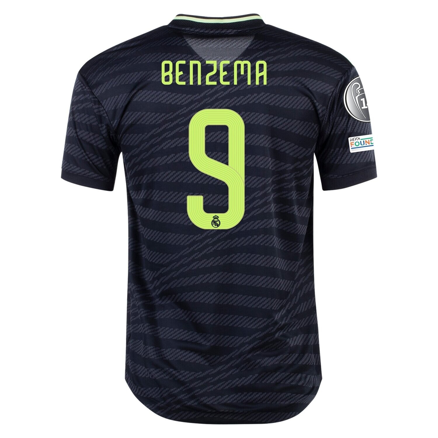 Real Madrid 22-23 Third Black UCL Jersey Benzema 9 Player Version (EURO SIZING)