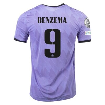 Real Madrid 22-23 Away Purple UCL Jersey Benzema 9 Player Version (EURO SIZING)
