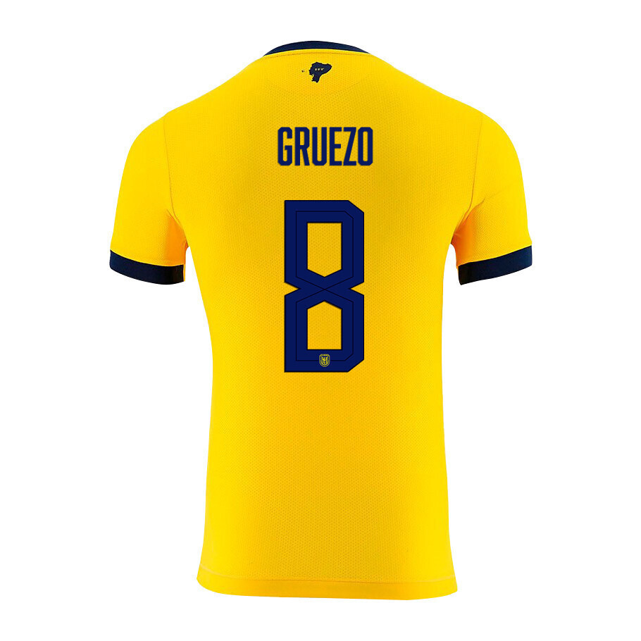 Ecuador 2022 Home World Cup Jersey Gruezo #8