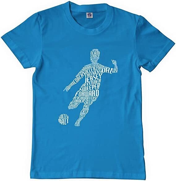 Big Boys' Soccer Player Typography Youth T-Shirt Turquoise