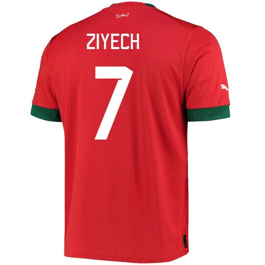Morocco World Cup Home Soccer Jersey 2022 Ziyech #7