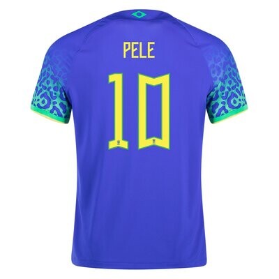 Pele Brazil World Cup Away Blue Soccer Jersey 2022