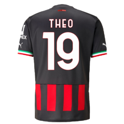 AC Milan Home Soccer Jersey 22-23 Theo Hernandez #19 AC Milan Home Soccer Jersey 22-23 Theo Hernandez #19