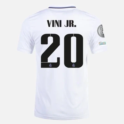 Real Madrid Home UCL White Jersey 22-23 Vini Jr 20 Real Madrid Home UCL White Jersey 22-23 Vini Jr 20