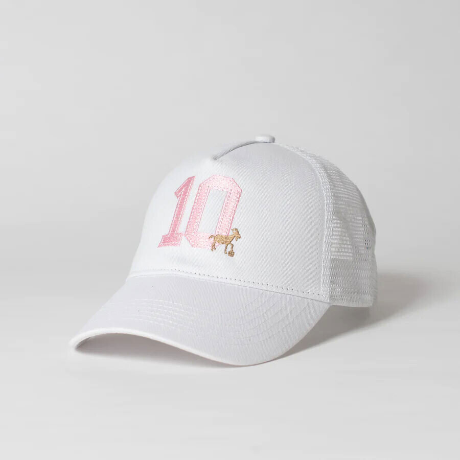 G.O.A.T Trucker Messi White with Pink Font