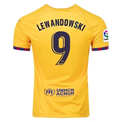FC Barcelona 2023 Fourth Yellow Soccer Jersey LEWANDOWSKI