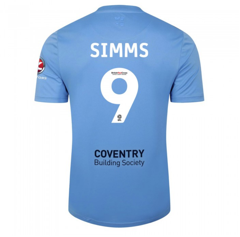 Coventry City F.C. 23/24 Home Soccer Jersey for Men SIMMS #9