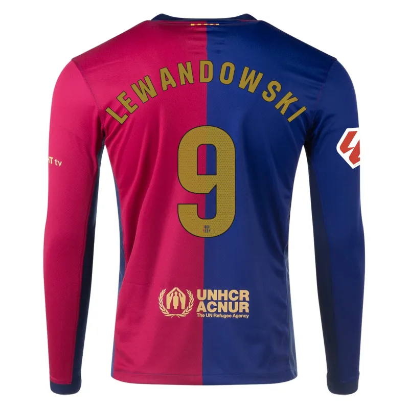 FC Barcelona 24/25 Home Long Sleeve Jersey For Men Lewandowski #9