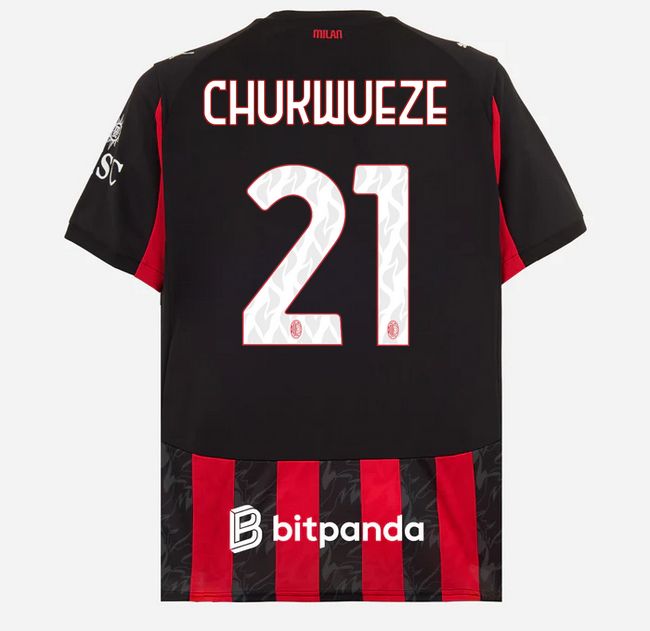 Samuel Chukwueze AC Milan 25/26 Home Soccer Jersey