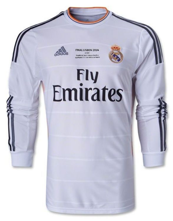 Real Madrid UCL Final 2013-14 White Home Long Sleeve Jersey