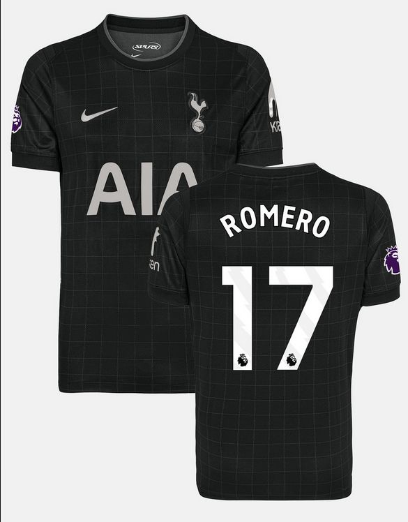 Christian Romero Tottenham Hotspur FC 25/26 Away Black Soccer Jersey
