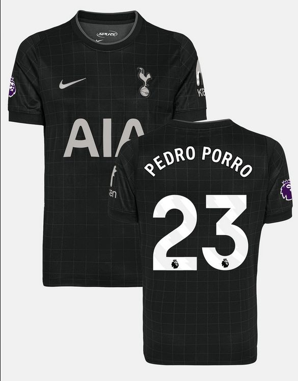 Pedro Porro Tottenham Hotspur FC 25/26 Away Black Soccer Jersey