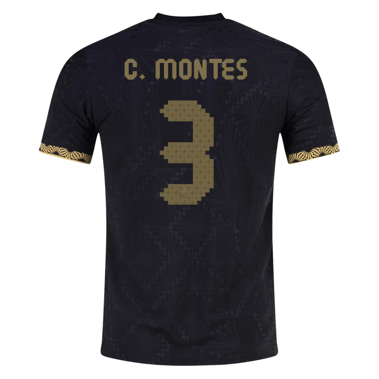 César Montes Mexico Gold Cup 2025 Black & Gold Stadium Jersey