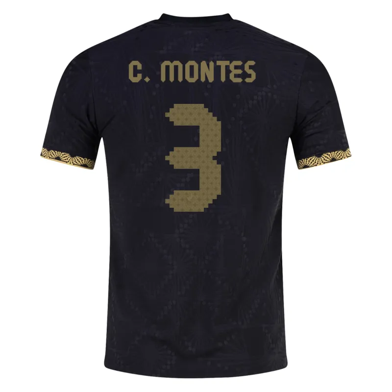 César Montes Mexico Gold Cup 2025 Black & Gold Stadium Jersey