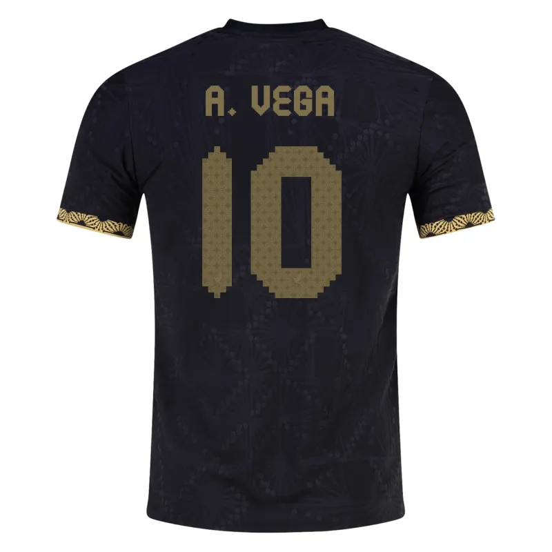 Alexis Vega Mexico Gold Cup 2025 Black & Gold Stadium Jersey