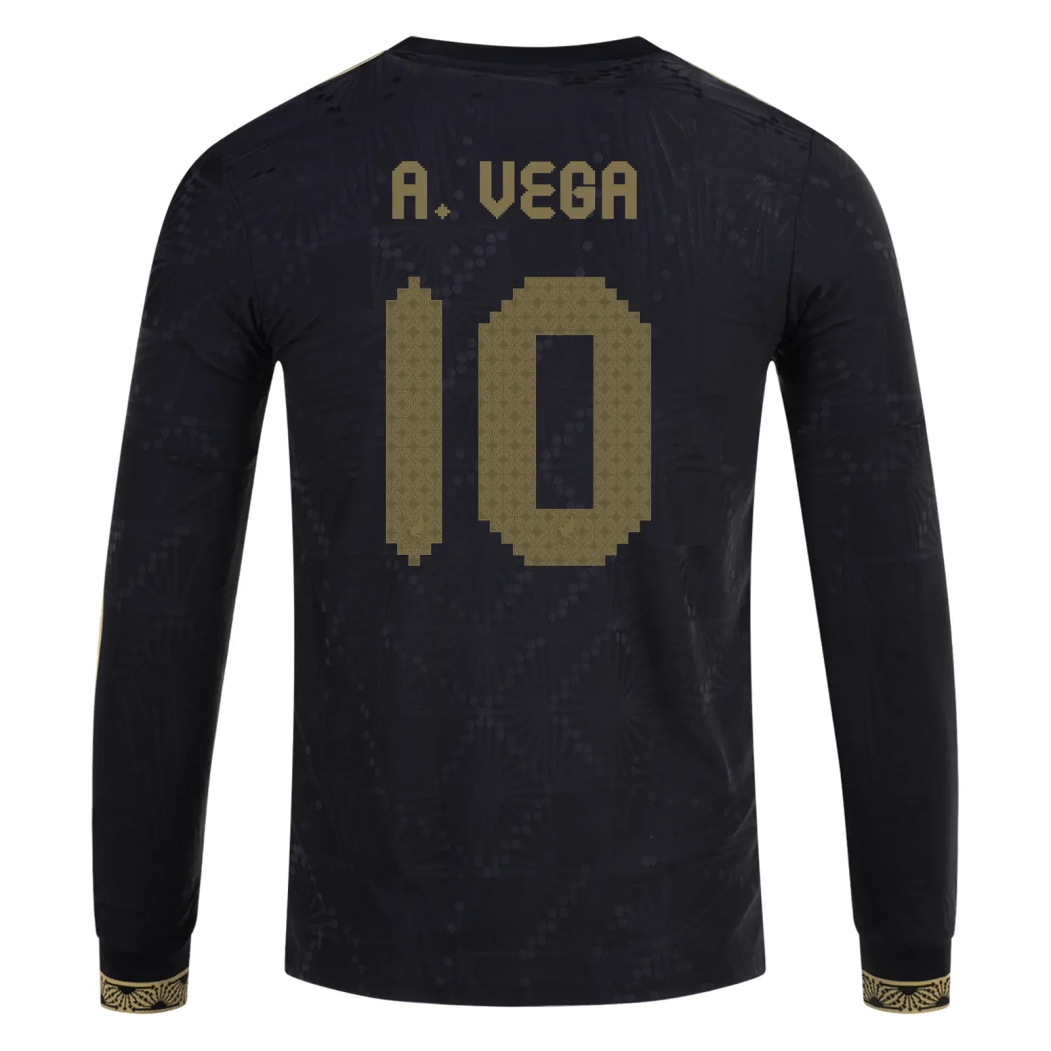 Alexis Vega Mexico Gold Cup 2025 Black & Gold Stadium Long Sleeve Jersey