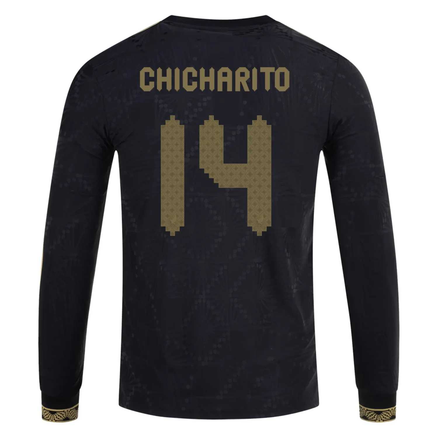 Chicharito Mexico Gold Cup 2025 Black & Gold Stadium Long Sleeve Jersey