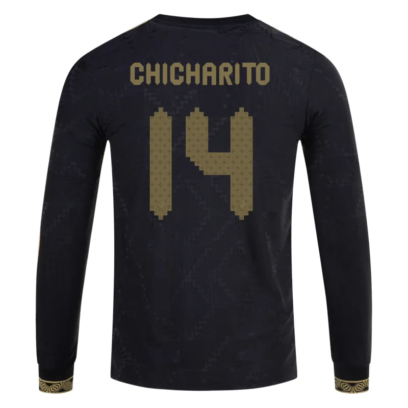 Chicharito Mexico Gold Cup 2025 Black & Gold Stadium Long Sleeve Jersey