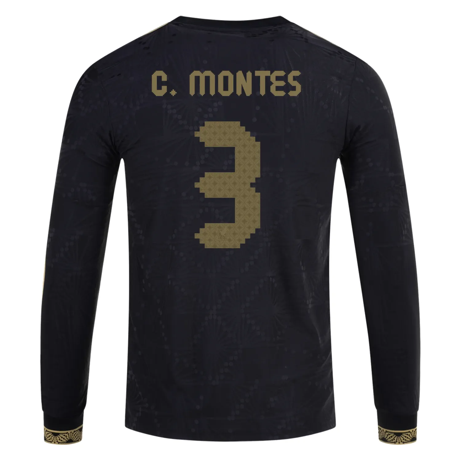 César Montes Mexico Gold Cup 2025 Black & Gold Stadium Long Sleeve Jersey