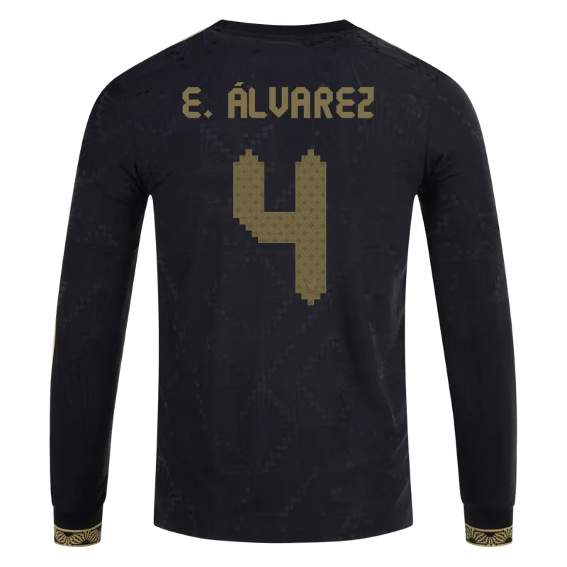 Edson Alvarez Mexico Gold Cup 2025 Black & Gold Stadium Long Sleeve Jersey