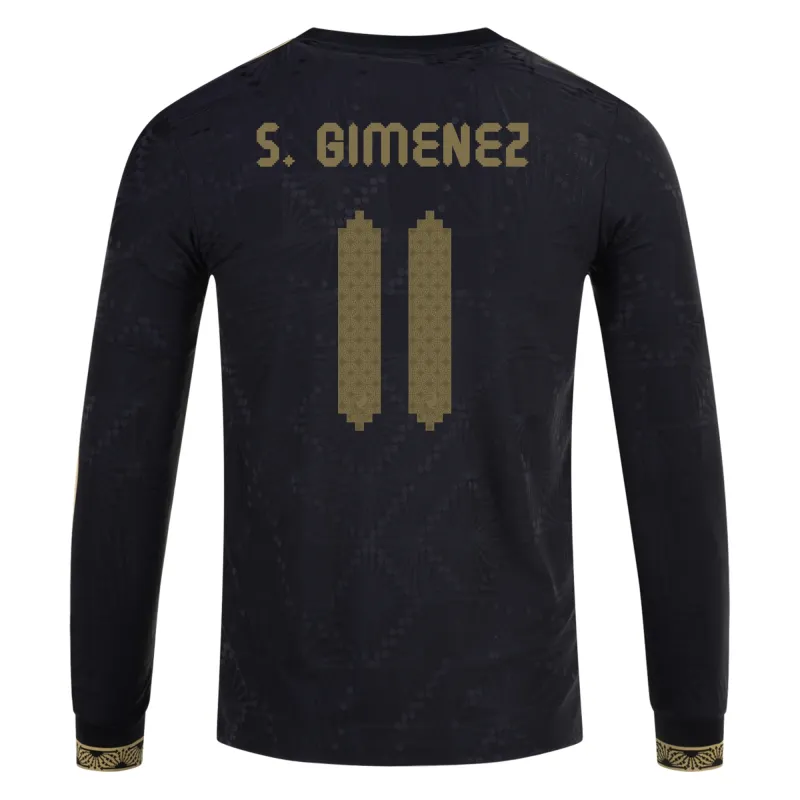 Santiago Gimenez Mexico Gold Cup 2025 Black & Gold Stadium Long Sleeve Jersey