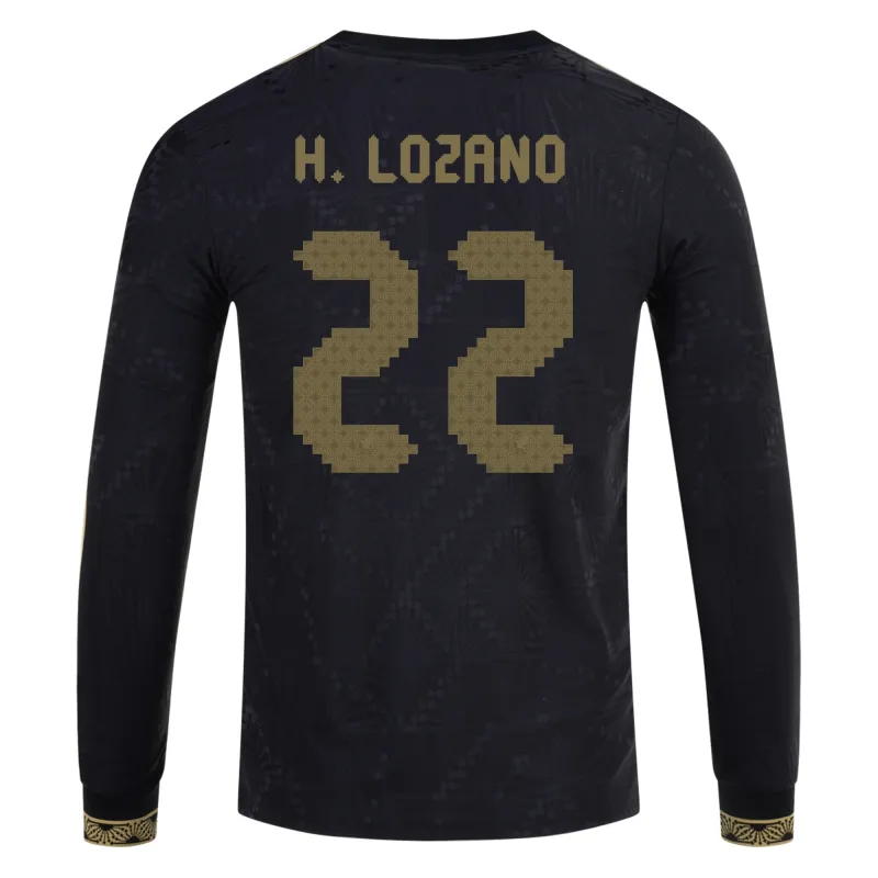 Hirving Lozano Mexico Gold Cup 2025 Black & Gold Stadium Long Sleeve Jersey