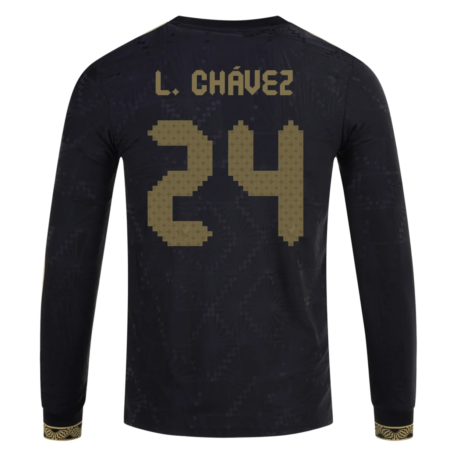 Luis Chávez Mexico Gold Cup 2025 Black & Gold Stadium Long Sleeve  Jersey