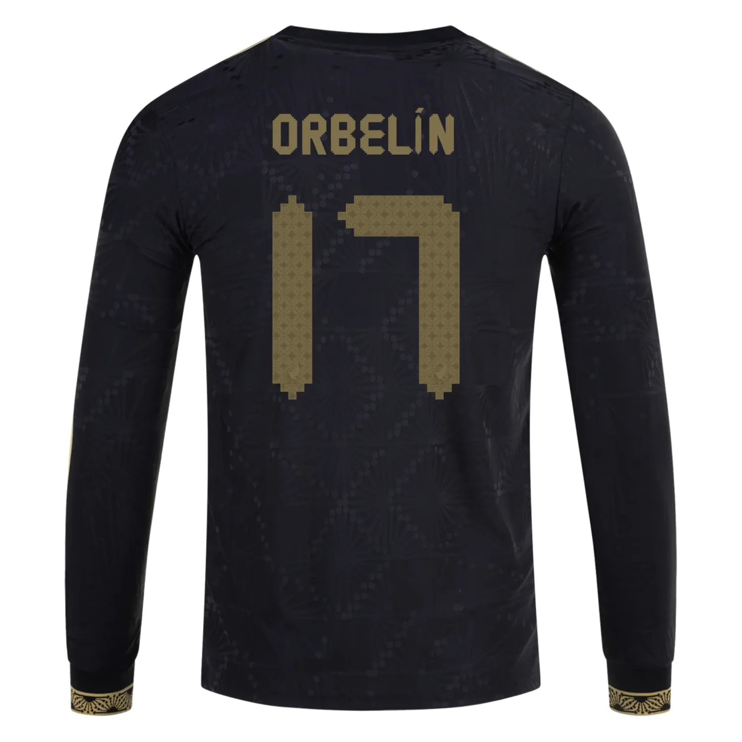 Orbelín Pineda Mexico Gold Cup 2025 Black & Gold Stadium Long Sleeve Jersey