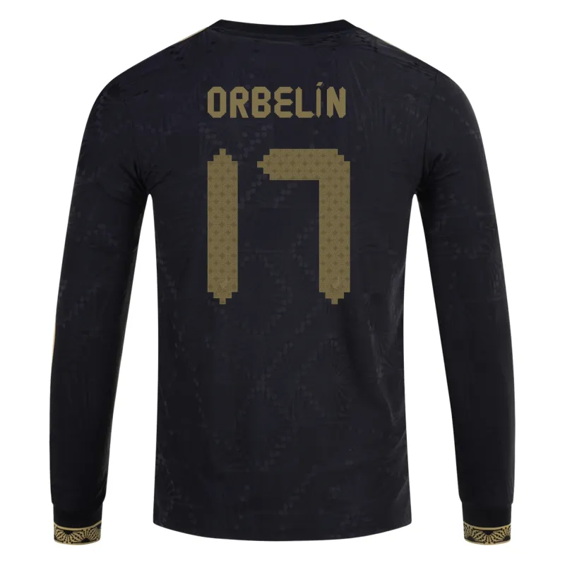 Orbelín Pineda Mexico Gold Cup 2025 Black & Gold Stadium Long Sleeve Jersey