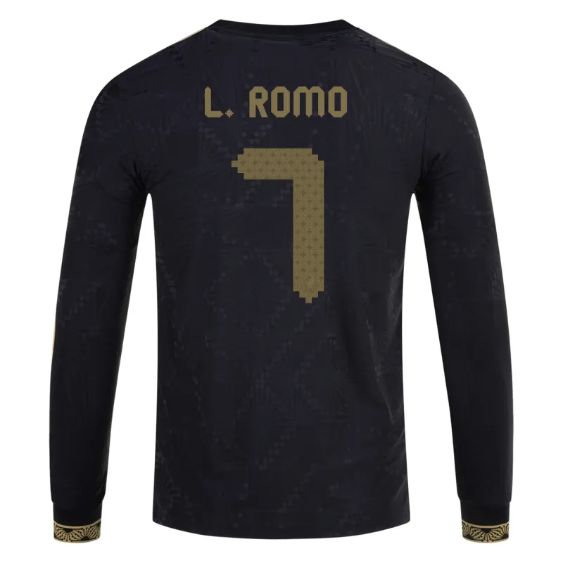 Luis Romo Mexico Gold Cup 2025 Black & Gold Stadium Long Sleeve Jersey