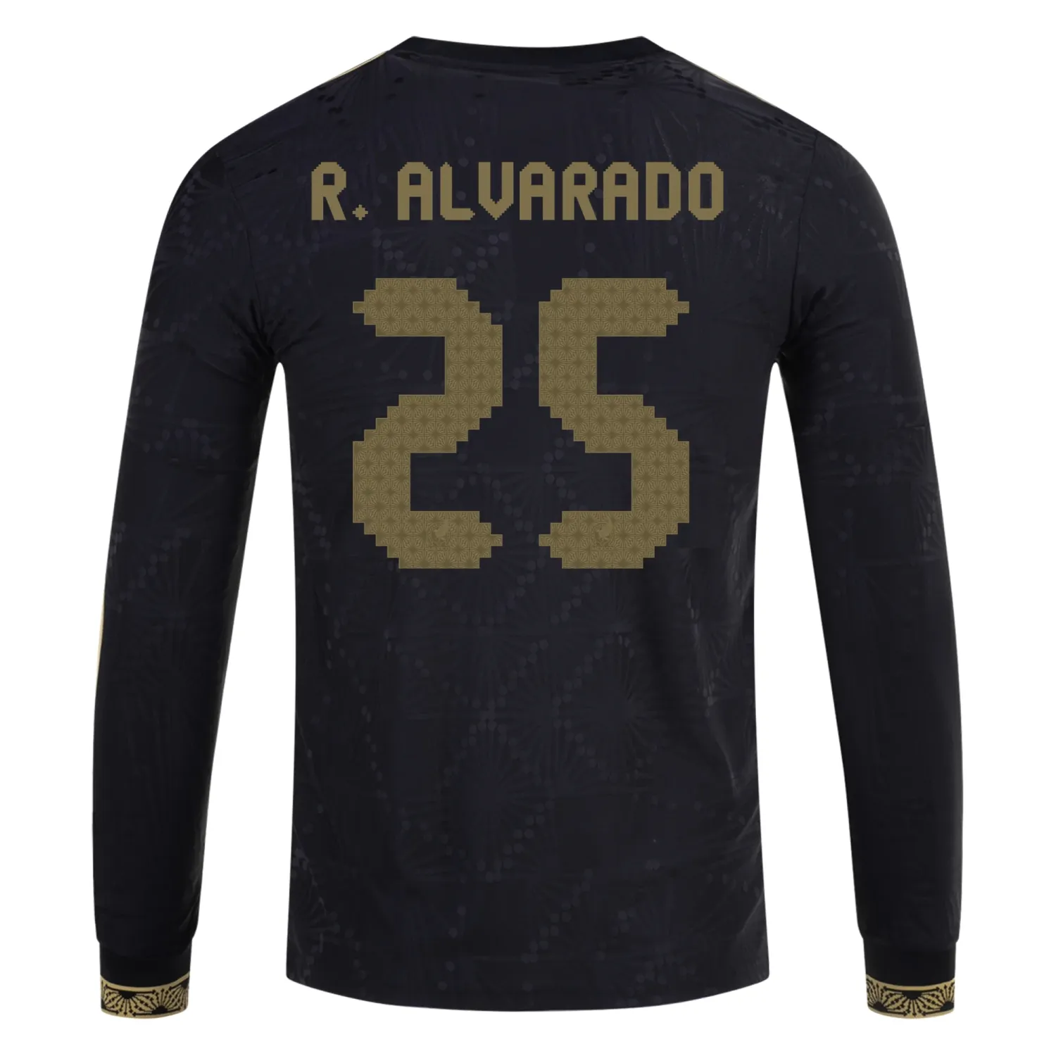 Roberto Alvarado Mexico Gold Cup 2025 Black & Gold Stadium Long Sleeve Jersey
