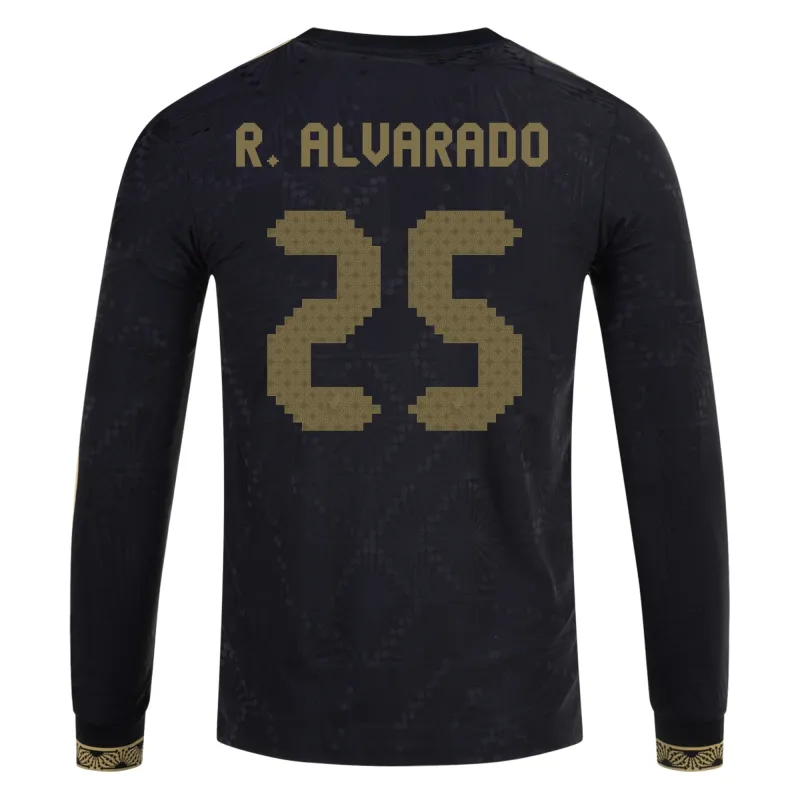 Roberto Alvarado Mexico Gold Cup 2025 Black & Gold Stadium Long Sleeve Jersey