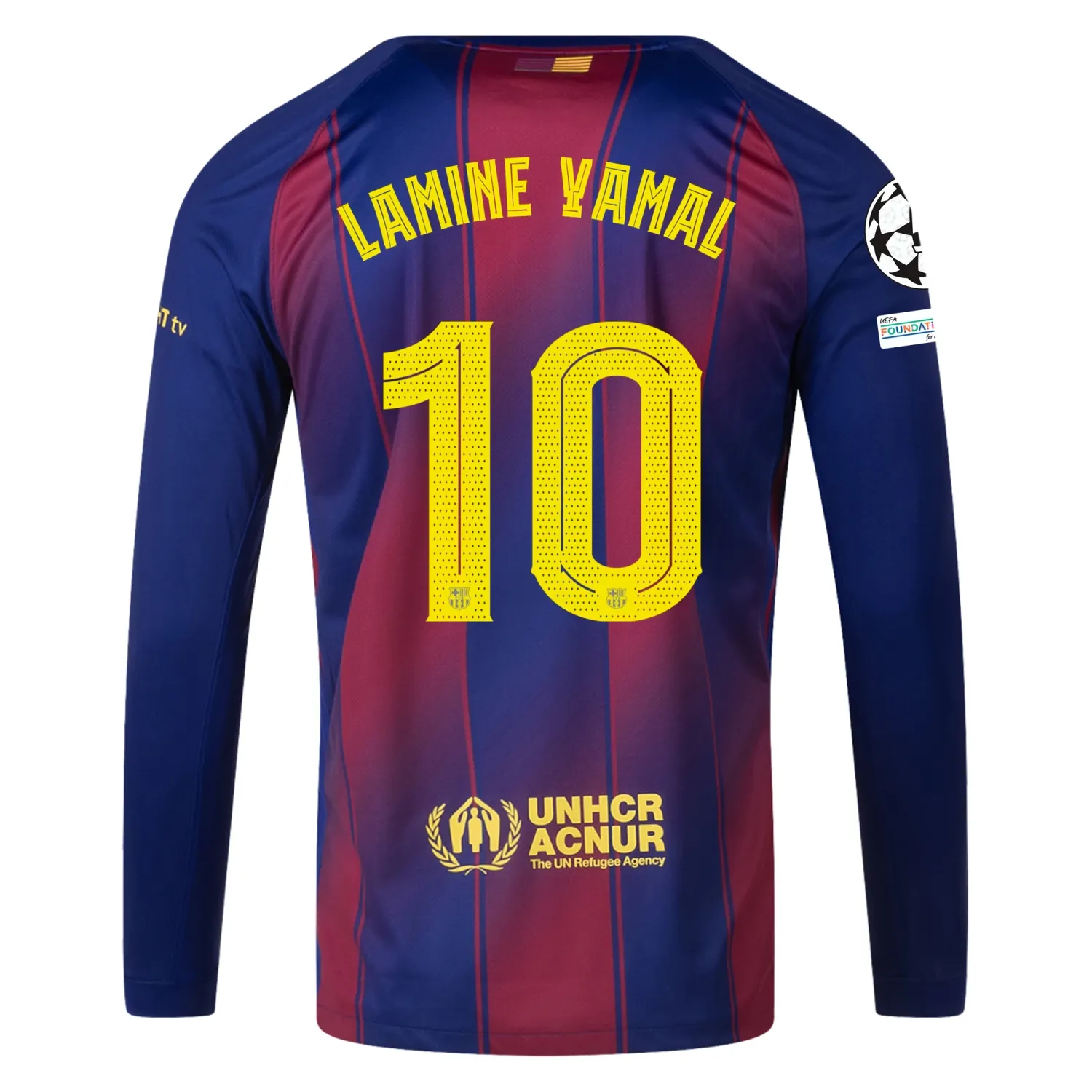 Lamine Yamal #10 FC Barcelona 25/26 Home Long Sleeve Jersey With UCL Patch