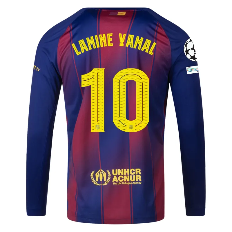 Lamine Yamal #10 FC Barcelona 25/26 Home Long Sleeve Jersey With UCL Patch