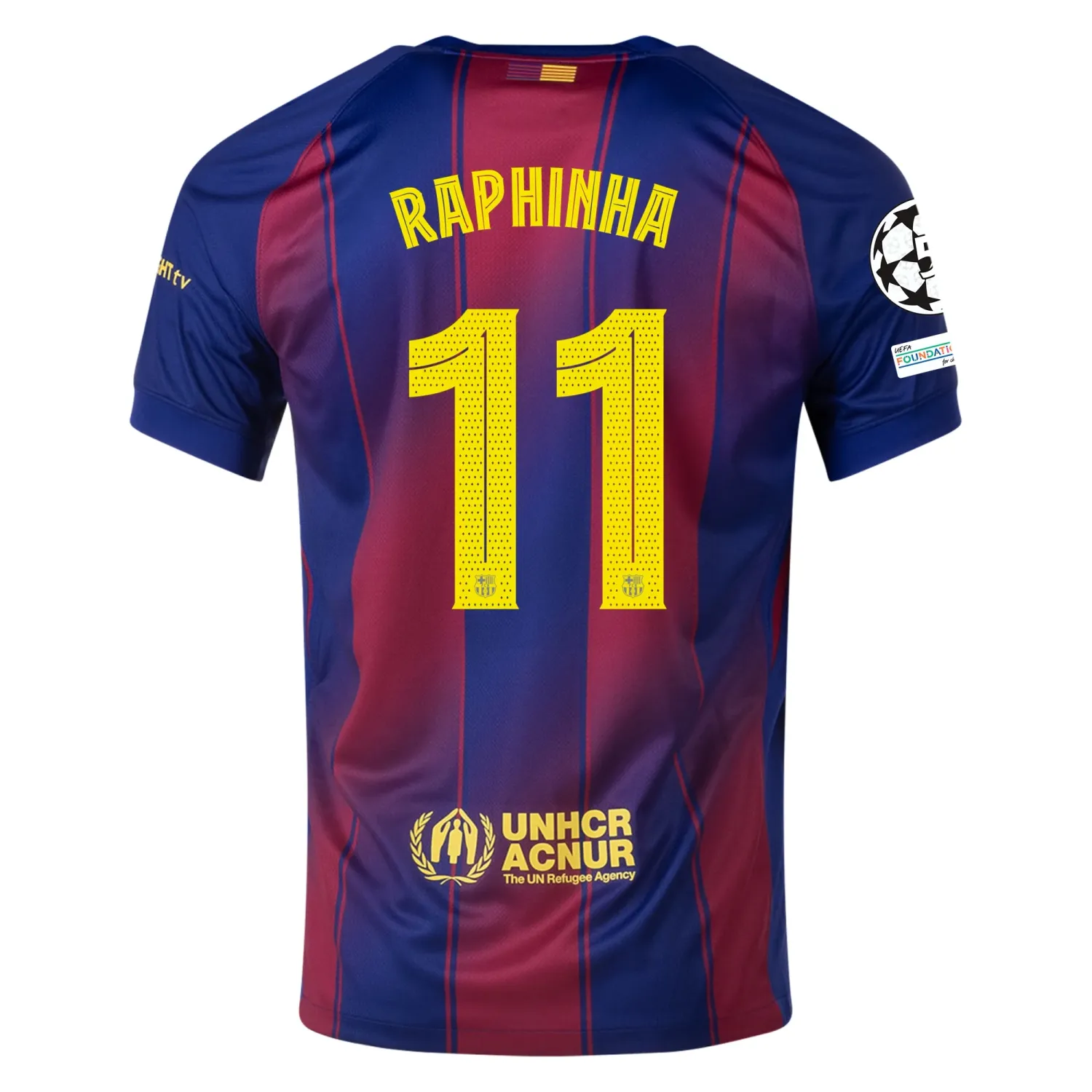 Raphinha FC Barcelona 25/26 Home Jersey With UCL Patch