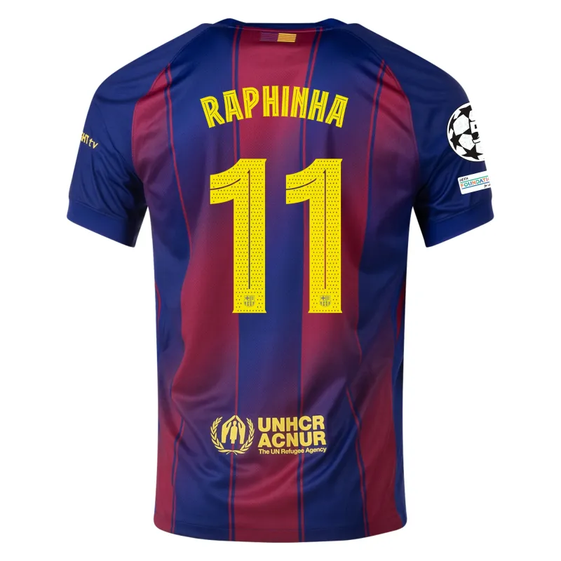 Raphinha FC Barcelona 25/26 Home Jersey With UCL Patch