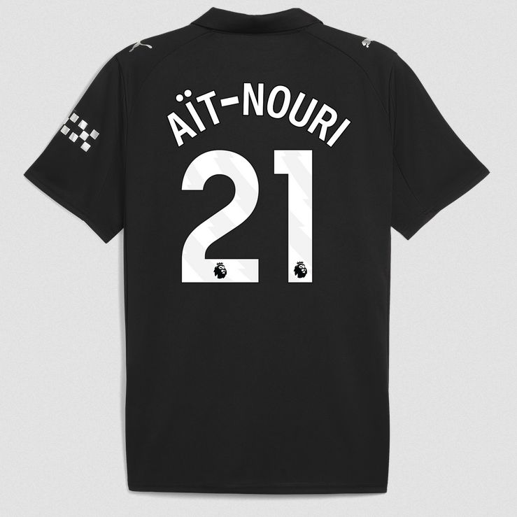 Rayan Aït-Nouri Manchester City FC 25/26 Away all Black Jersey
