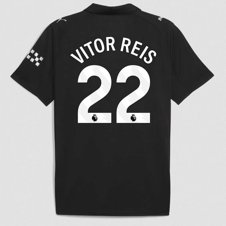 Vitor Reis Manchester City FC 25/26 Away all Black Jersey
