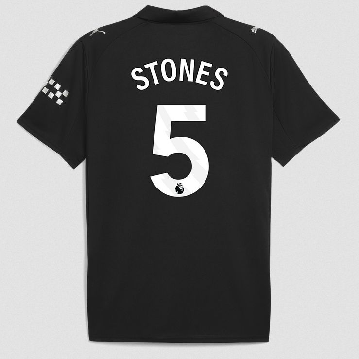 John Stones Manchester City FC 25/26 Away all Black Jersey