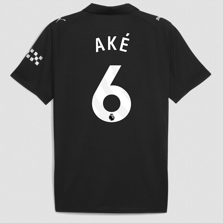 Nathan Ake Manchester City FC 25/26 Away all Black Jersey