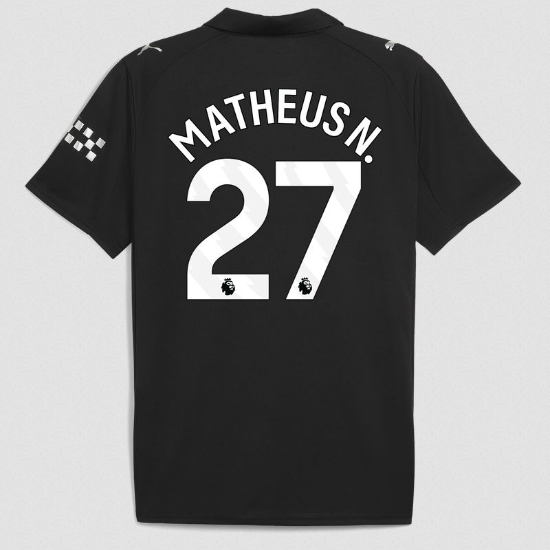 Matheus Nunes Manchester City FC 25/26 Away all Black Jersey