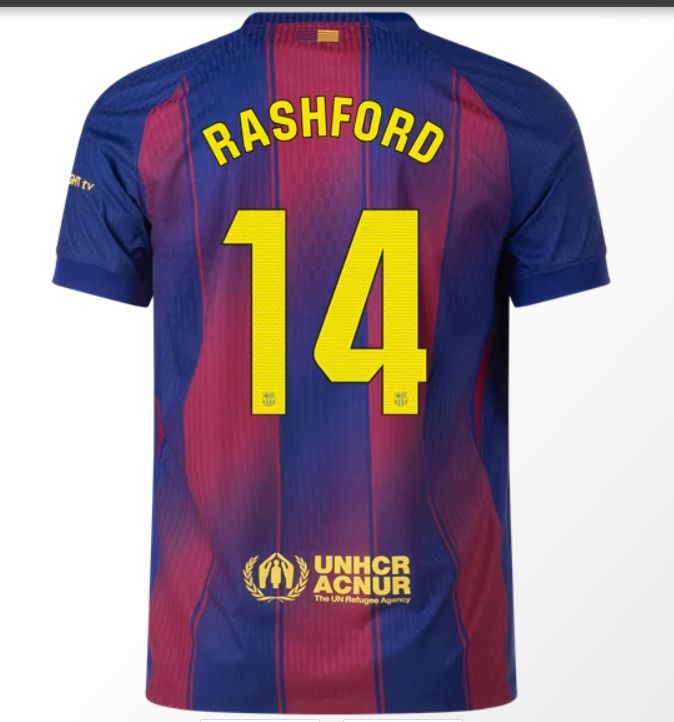 Marcus Rashford #14 FC Barcelona 25/26 Home Stadium Match Jersey